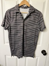 Abercrombie Kids Gray Striped Short Sleeve Polo Shirt Size 15/16 Button Collar