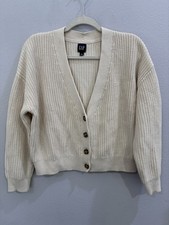 Gap Cozy Button Front Cardigan Sweater Size Size M Ivory 100 Cotton Ribbed