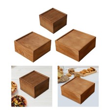 Scatola portaoggetti in legno, scatola regalo con coperchio, quadrata decorativa