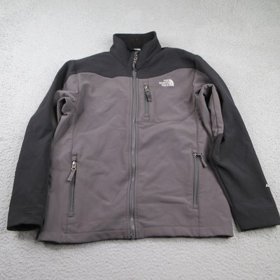 The North Face Apex Jacket Boys Large Gray Softshell Windbreaker Fleece Lined