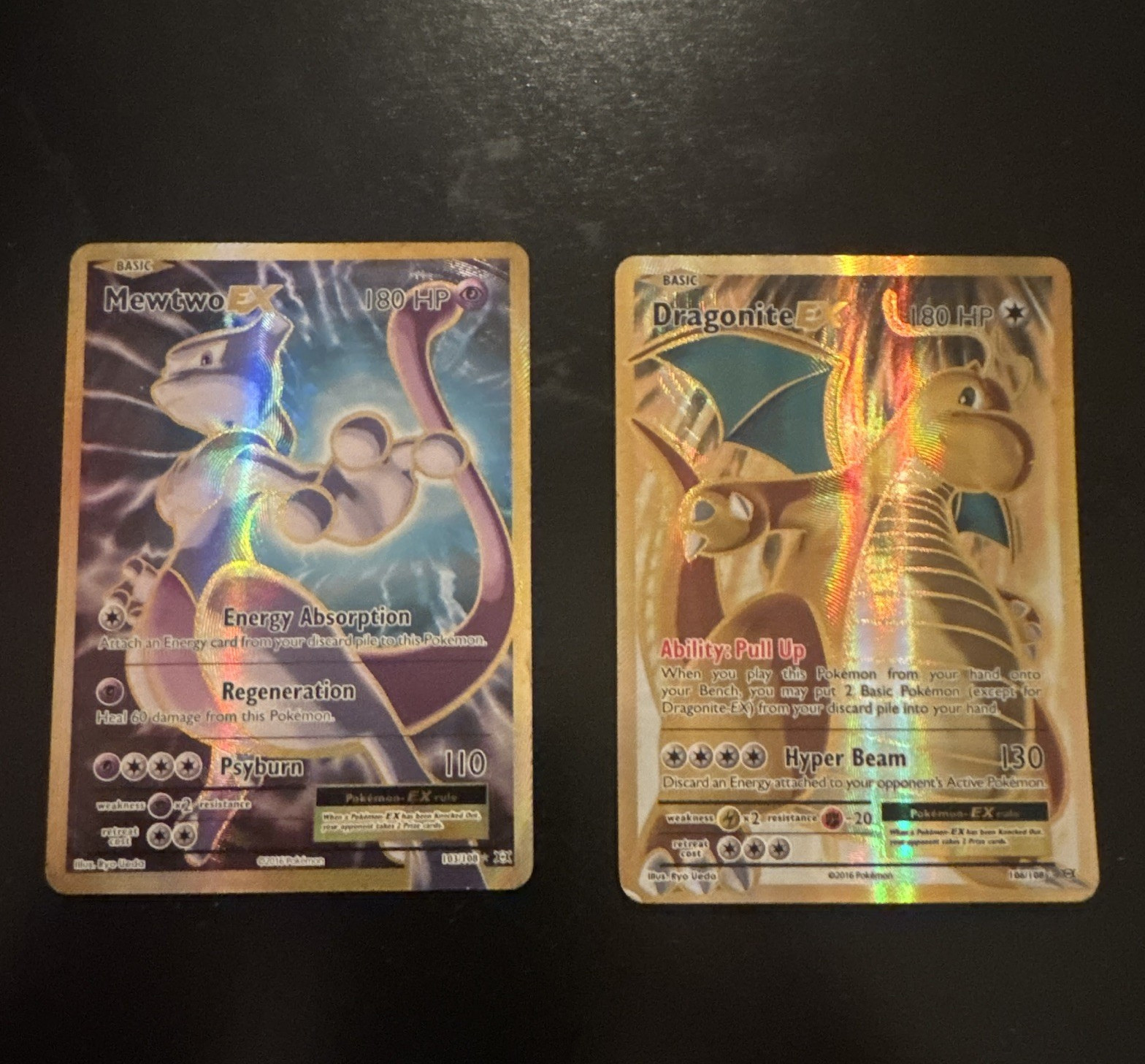 Mewtwo-EX  103/108 Dragonite-EX 106/108 Pokemon TCG 2016 Evolutions Holo