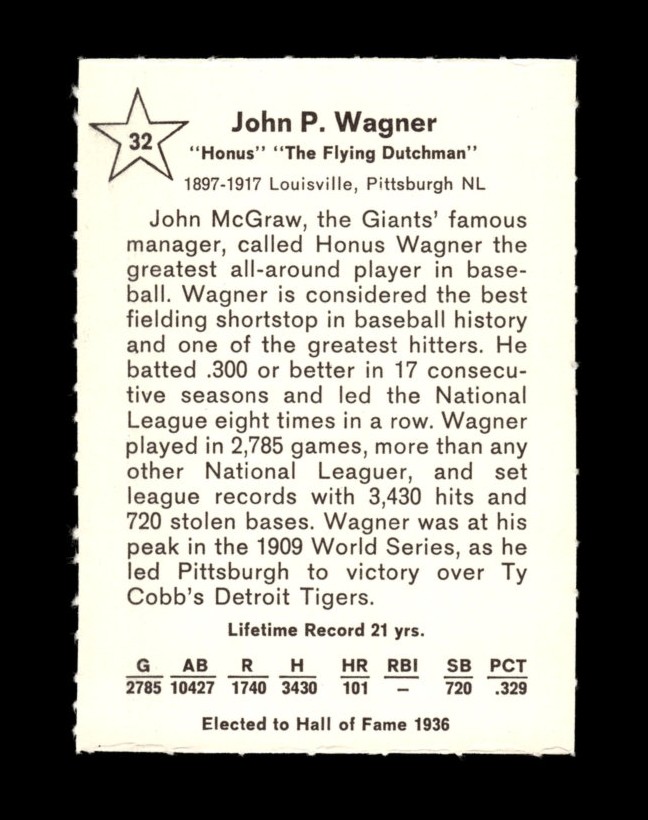 1961 Golden Press Set-Break # 32 Honus Wagner VG-VGEX *GMCARDS* view 2