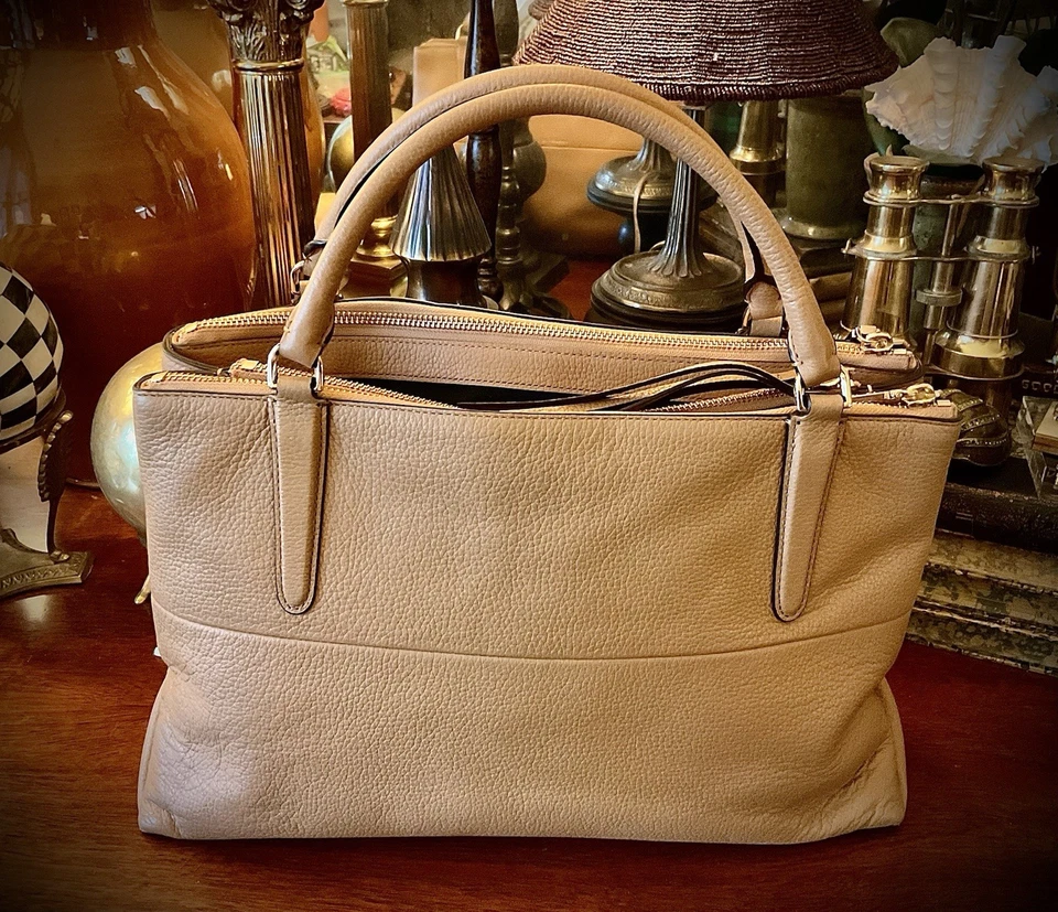 Coach Borough Bag Pebbled Tan Leather Tote Large No Long Strap - Image 2 of 4