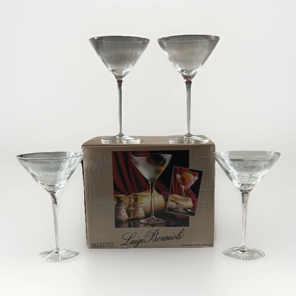 Luigi Bormioli Rigoletto Martini Glasses Set of 4 VTG 28 cl Made in Italy Boxed - Image 2 of 4