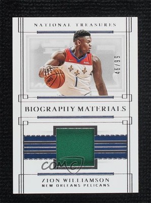 2020-21 Panini National Treasures Biography Materials 46/99 Zion Williamson h3a