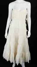 ALEXIS $1,495 NWT Alabaster Ivory Cotton Blend Voile GIENNA Midi Dress S