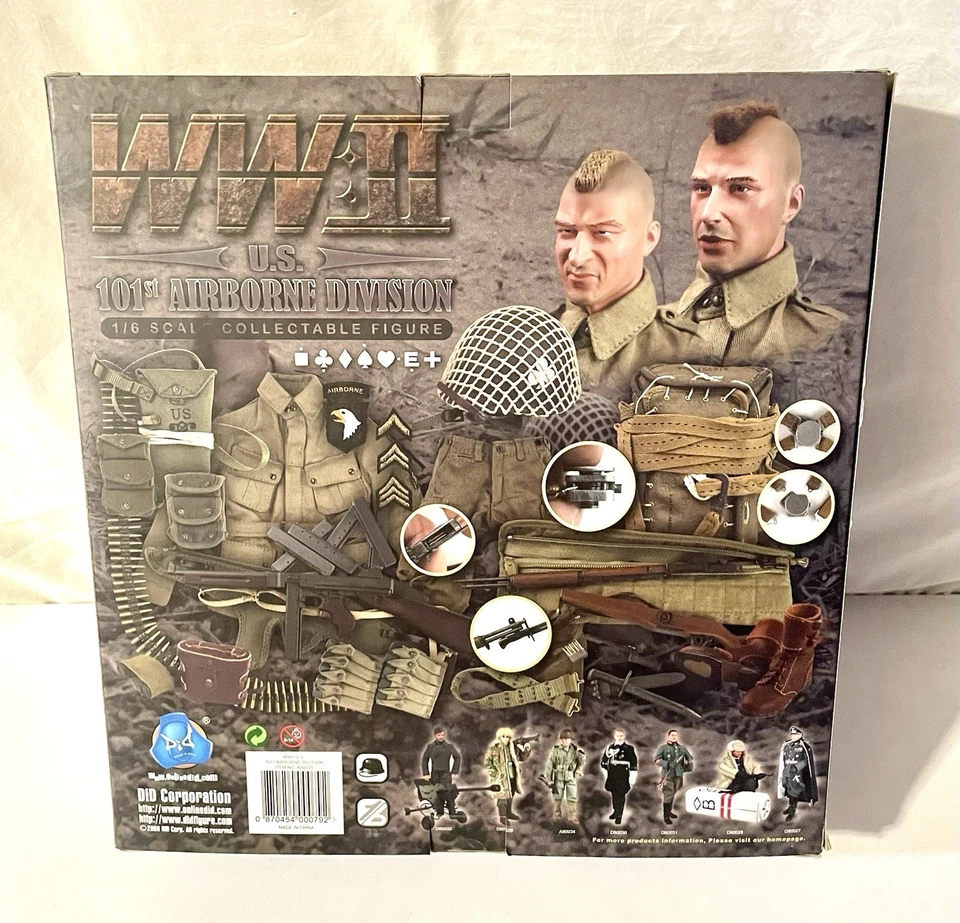 Boneco de ação DiD Segunda Guerra Mundial EUA 101º Airborne Ricky Foster 1/6 12" (2006) novo na caixa - Imagem 2 de 4