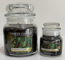 Yankee Candle BALSAM & CEDAR Winter Holiday 14.5 oz & 3.7 oz Jar Candle New