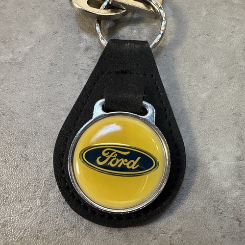 Leather Ford Key Chain Key Ring key Fob Accessory Blue Oval 1970's Vintage - Picture 2 of 3