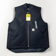 Carhartt NWT Men's L 0V0001-M Relaxed Fit Washed Duck Sherpa Lined Black Vest