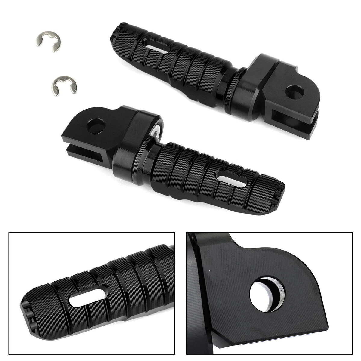 Pedane Passeggero Posteriori Nere Per Yamaha YZF-R6 2006-2014 - Kit Poggiapiedi In Alluminio
