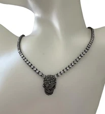 NWT Crystal Studded Skull Necklaces Silver ~ Black ~ Rose Gold ~ Gold
