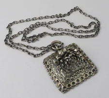 Pentti Sarpaneva sterling Silver floral Pendant Necklace, Finland Modernist