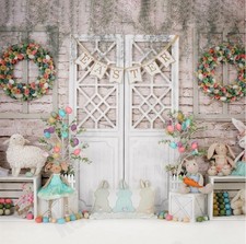 Kate Barn Door Colorful Egg Easter Backdrop for Photography 8.2x8.2