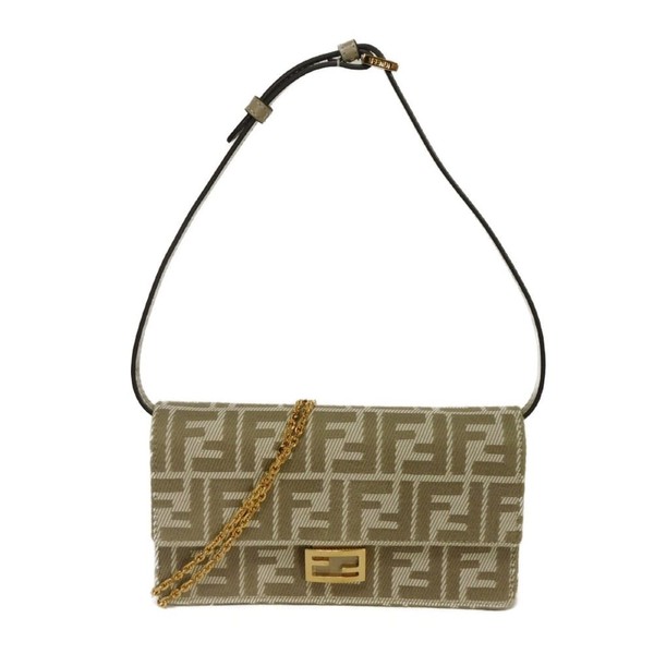 FENDI Baguette Chain Wallet 8M0498 AUNJ F1SNP Shoulder Bag ZUCCA Calfskin ...