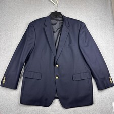 Lauren Ralph Lauren Blazer Mens 48R Navy Wool 2 Button Gold Buttons Sport Coat
