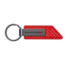 Dodge Red Leather Carbon Fiber Texture Gunmetal Key Chain