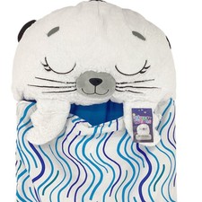 HAPPY NAPPERS Sammy The Seal Sleeping Bag Medium Plush White Wavy Design Kids TH