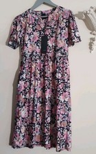 Luxzuz Larizo Floral Dress Jersey Stretch with Pockets Size S New