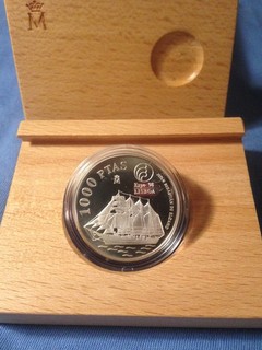 ESPAÑA 1000 pesetas plata 1998 EXPO 98 Lisboa Buque Juan Sebastian el Cano
