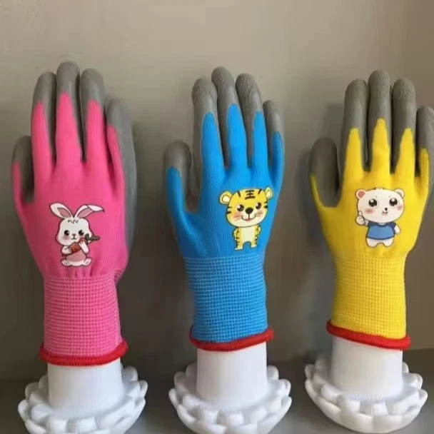 Kids Gardening Gloves Cartoon Print | 6 Pairs Mix Colors | S M L Sizes - Image 4 of 4