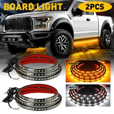 White/Amber 60" Running Board 144LED Light Side Step Strip Bar Turn Signal Truck