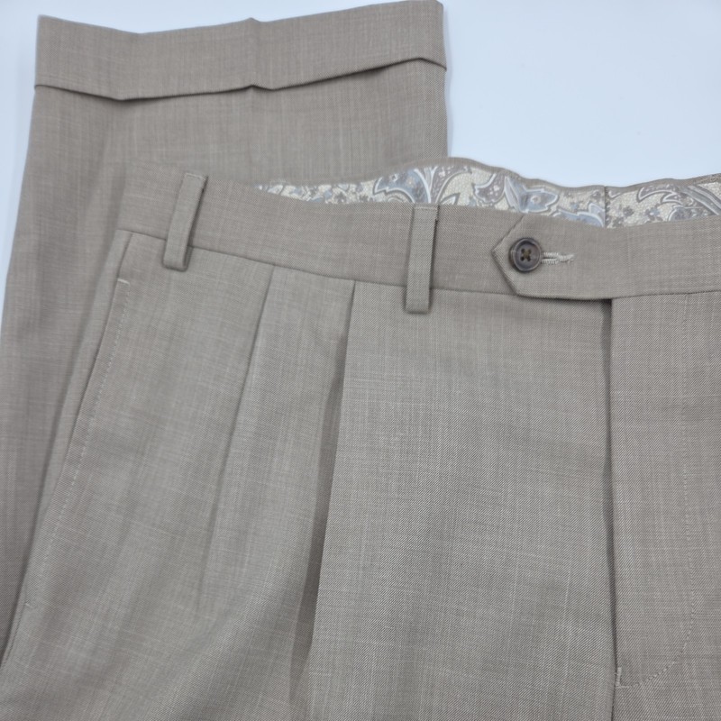 Ralph Lauren Men's Dress Pants 38x30 Khaki Pleated Cuffed Trousers Slacks