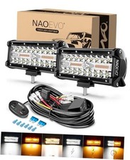 7 Inch Led Light Bar White Amber Offroad Fogdriving Whiteamber 6 Modes
