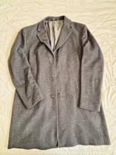 Joop! Eleganter Herrenmantel Wollmix kurz, grau meliert, Gr. 58, Fischgrätmuster