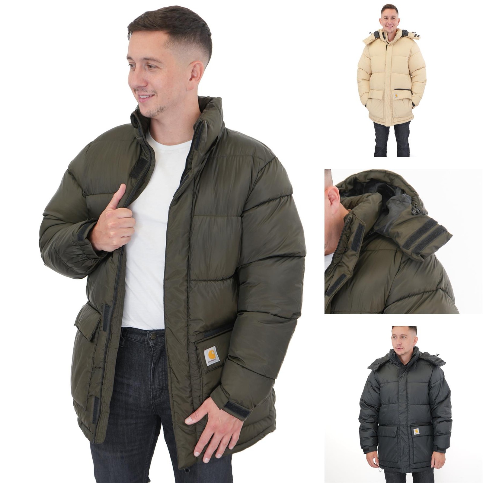 Chaqueta acolchada Carhartt WIP Milton para hombre beige negra verde invierno repelente al agua