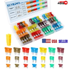 182PCS Car Blade Fuses Assortment Kit Automotive Standard & Mini & Low Profile