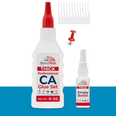 BX4 CA Glue Set 4 Oz. Thick Viscosity, Premium Super Glue Kit, Clear (1 Pack)