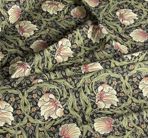 2.4m Piece William Morris Fabric Pimpernel Printed Cotton Textile Green Pink - Bild 1 von 6