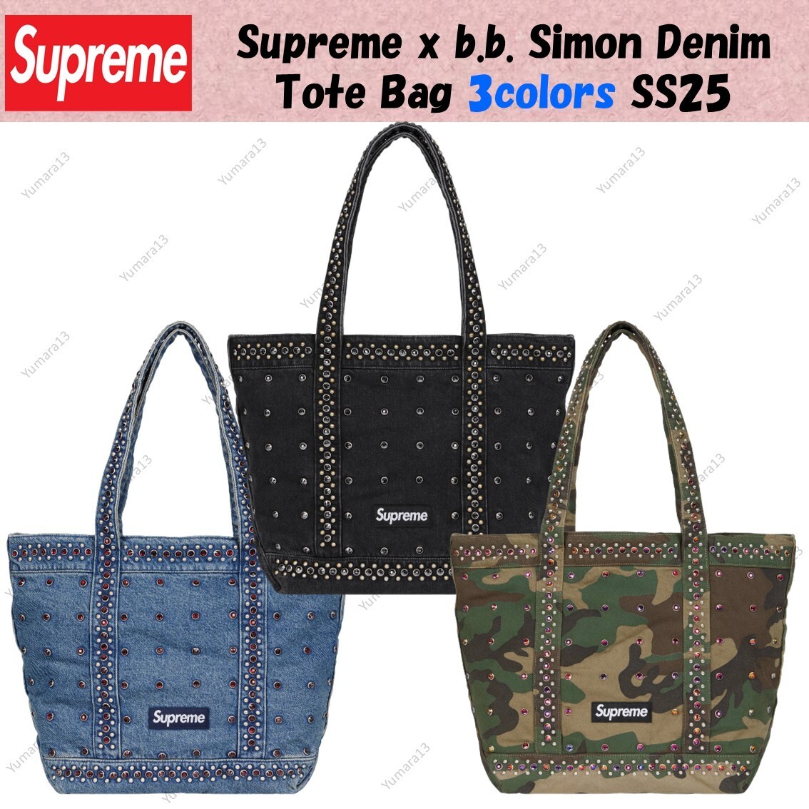 【Supreme × B.B. Simon】Denim Tote Bag (全3色) 25SS スワロ Supreme x b.b. Simon Denim Tote Bag 3colors SS25 | eBay