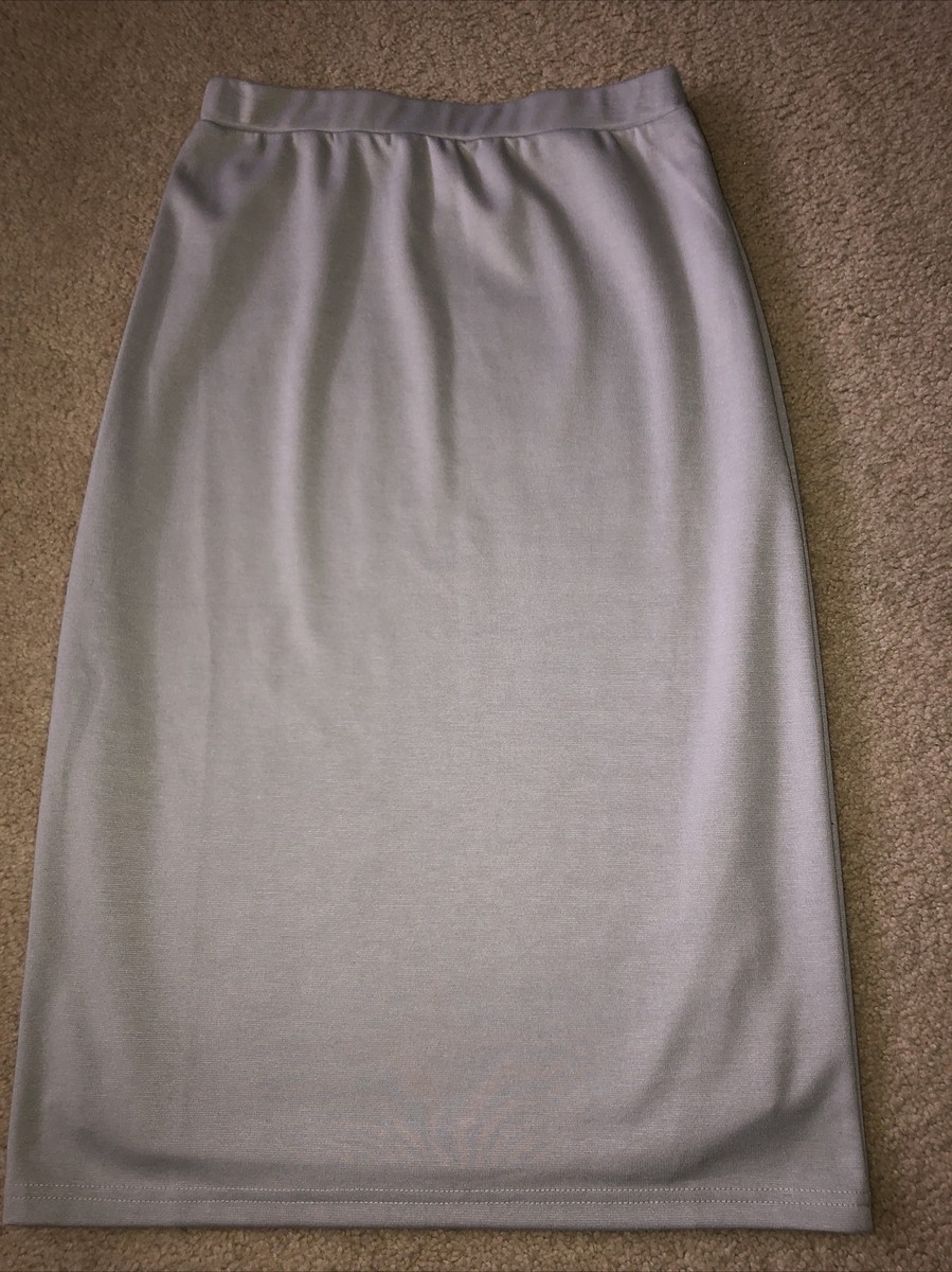 Jade Mackenzie Apparel Women's Modest Gray Lined Midi Length Skirt