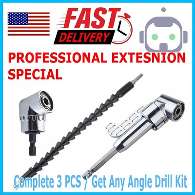105 Degree Right Angle Drill Socket Adapter Flexible Shaft Extension Bit Driver