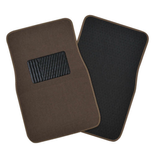 Dark Beige 4pc Secure Non-Slip Car Carpet Floor Mats For Front &amp; Rear SUVs Van F