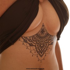 2 x Sternum Under Breast Tattoo - Theme in Black - Temporary Body Tattoo (2)