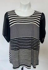 Ava James ladies size XL striped blouse with chiffon sleeves.