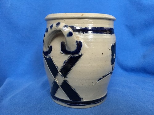 Colonial Williamsburg SALT GLAZED Cobalt Blue Pottery Hand Turned Artisan Jar - Picture 2 of 9