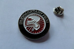 RUDIMENTARY PENI b/w/red/silver anarcho PUNK METAL BADGE ...