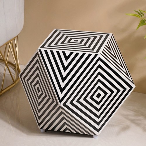 Bone Inlay Coffee TableElegant & sturdy black & white side table - Picture 3 of 5