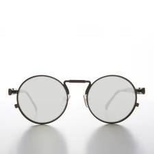 Round Gunmetal Goth Steampunk Sunglass Mirror Lens- Ivan