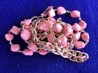 PRETTY VINTAGE “STS”MOTTLED PINK HOWLITE STONE & ALLOY CHAIN 28” NECKLACE — photo 6