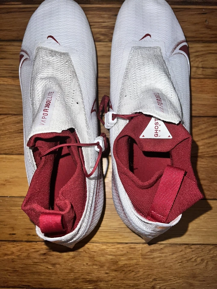 NIKE TEAM ISSUED OKLAHOMA SOONERS VAPOR ELITE 360 FOOTBALL CLEATS sz 13 - Image 4 of 4