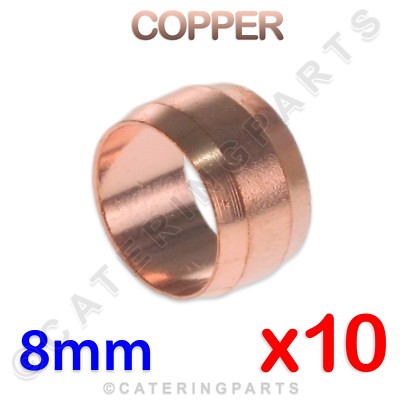 10er PACK x 8 mm KUPFER OLIVEN SCHLAUCH ROHRE ARMATUREN SANITÄR GAS PILOTSCHLAUCH