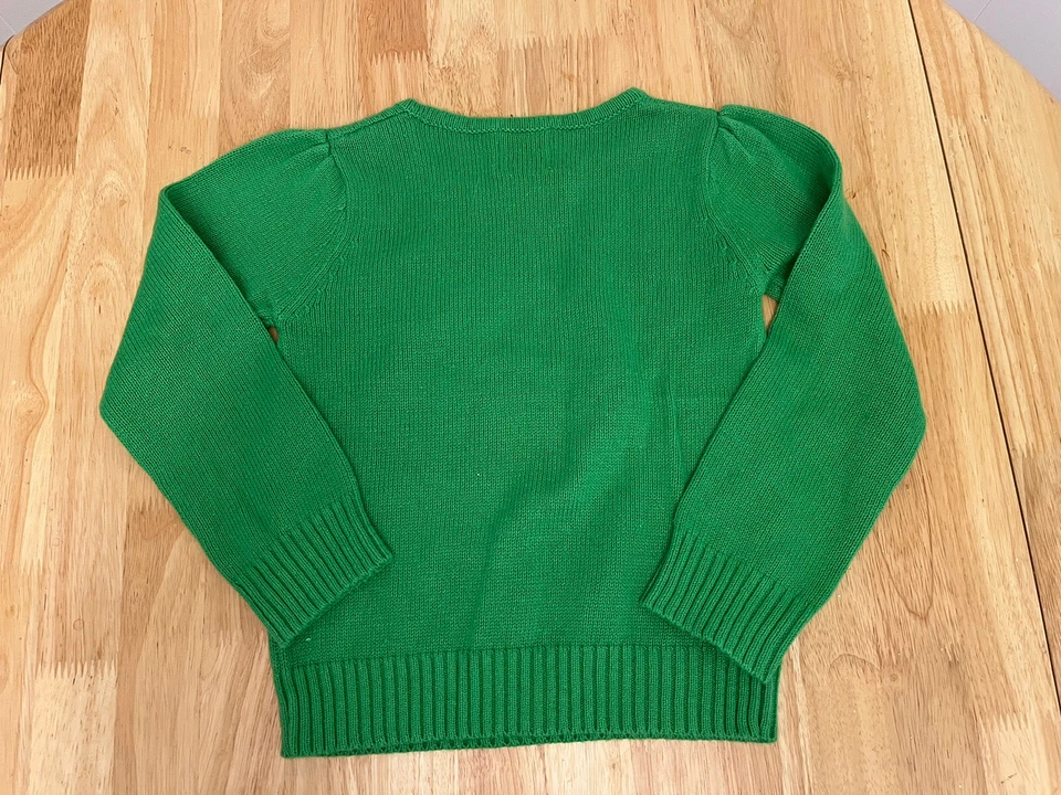 New Christmas Sweater Santa Claus Girls Sz 6 Green NWT Empress Ribbon Brand New - Image 4 of 4