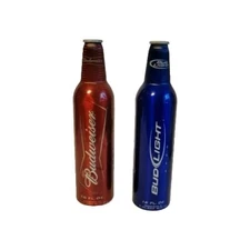 Budweiser Bud Light Aluminum Bottles 2008 16 ounce Red Blue Empty 2000s