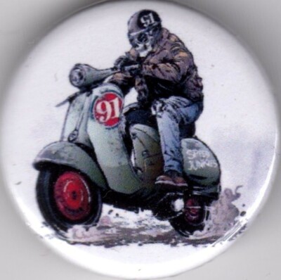 SPEED JUNKIES Pin Button Anstecker 25mm - LAMBRETTA VESPA SCOOTERIST SCOOTERING MOD