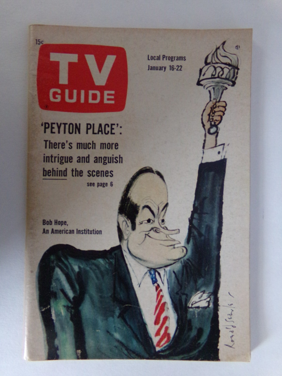 1965 TV GUIDE January 16 22 Peyton Place Bob Hope Ohio Edition Magazine